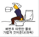 배변후 따뜻한 물로 가볍게 씻어준다(좌욕)